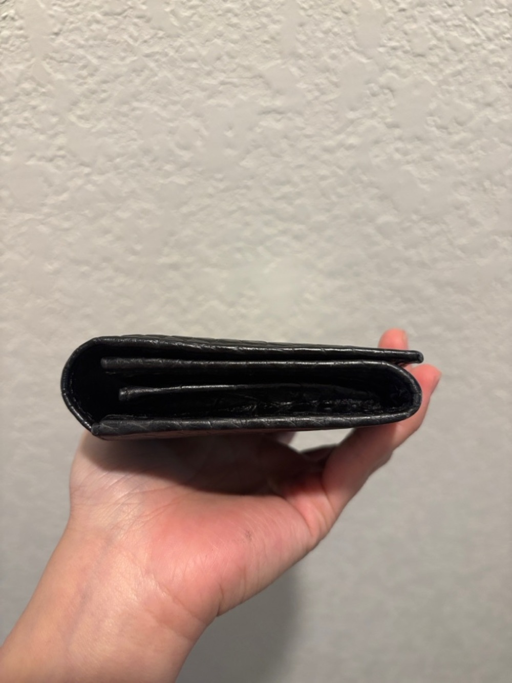 Longchamp Black Leather Croc Leather Embossed Long Snap Wallet - Picture 7 of 12